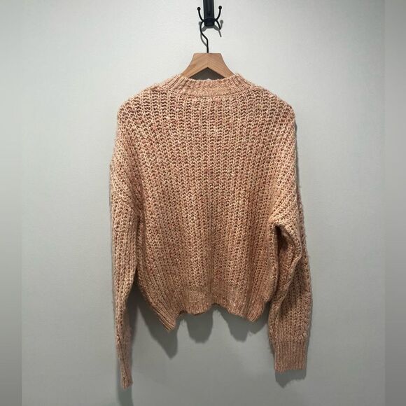 Topshop Dusty Rose Cable Knit Turtleneck Fuzzy Sweater 8-10 NWT - Picture 6 of 6